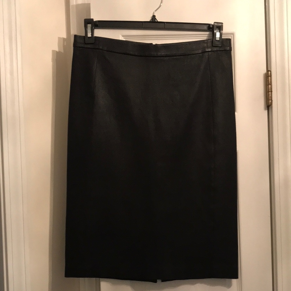 Vince black leather pencil skirt